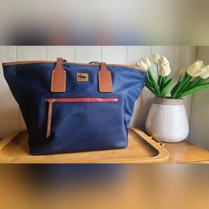 Dooney & Bourke Navy and Brown Tote Bag